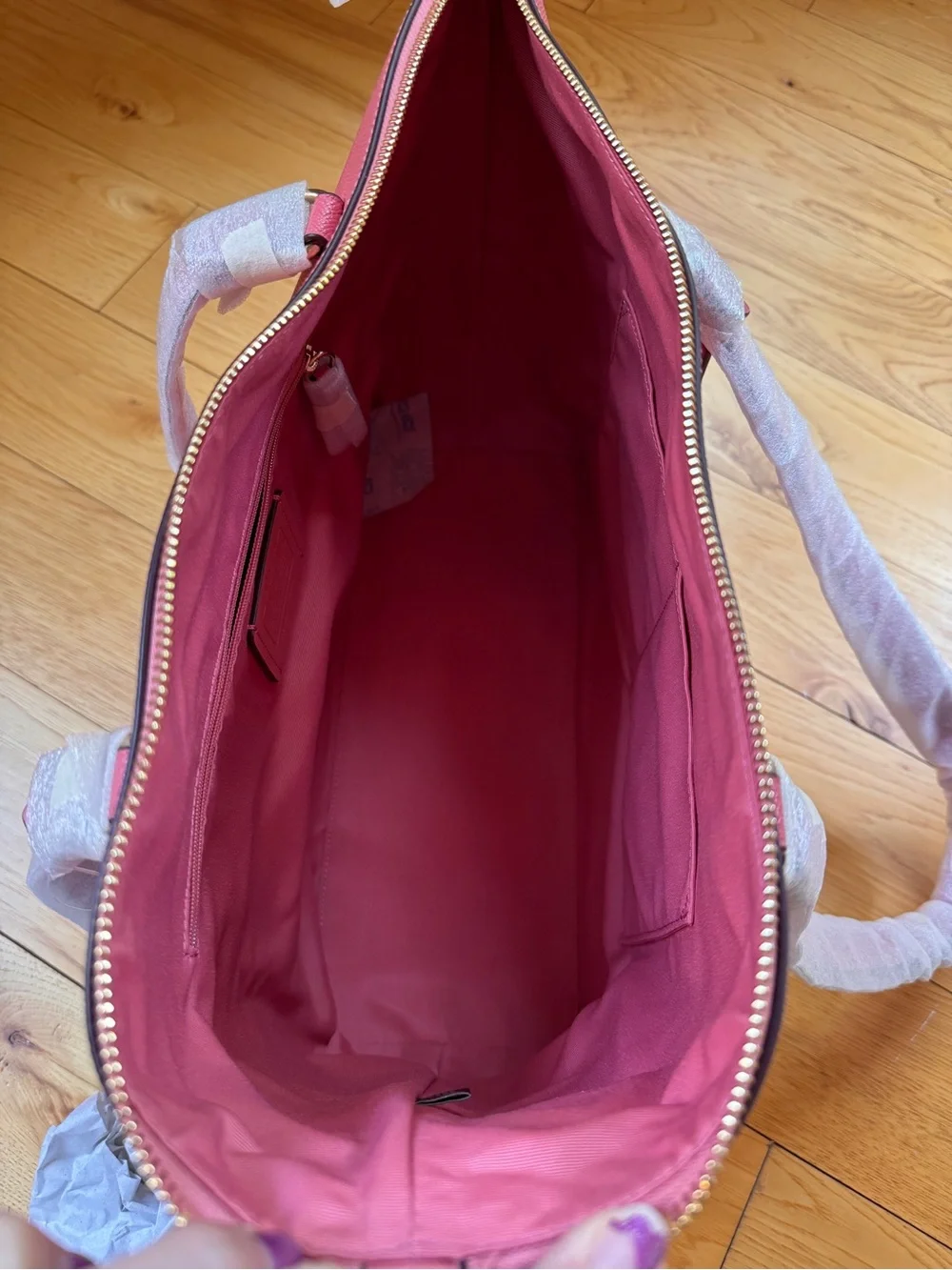 NWT Coach Taffy Pink Pebbled Leather Gallery Tote Shoulder Bag Gold Hardware